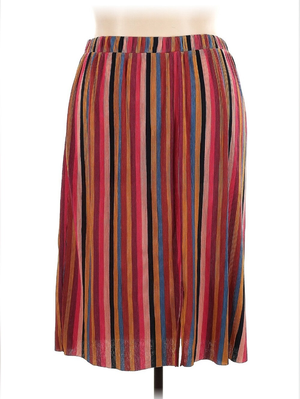 wild fable Pink Red Blue Multicolor Striped Ribbed Midi Skirt - Picture 2 of 4